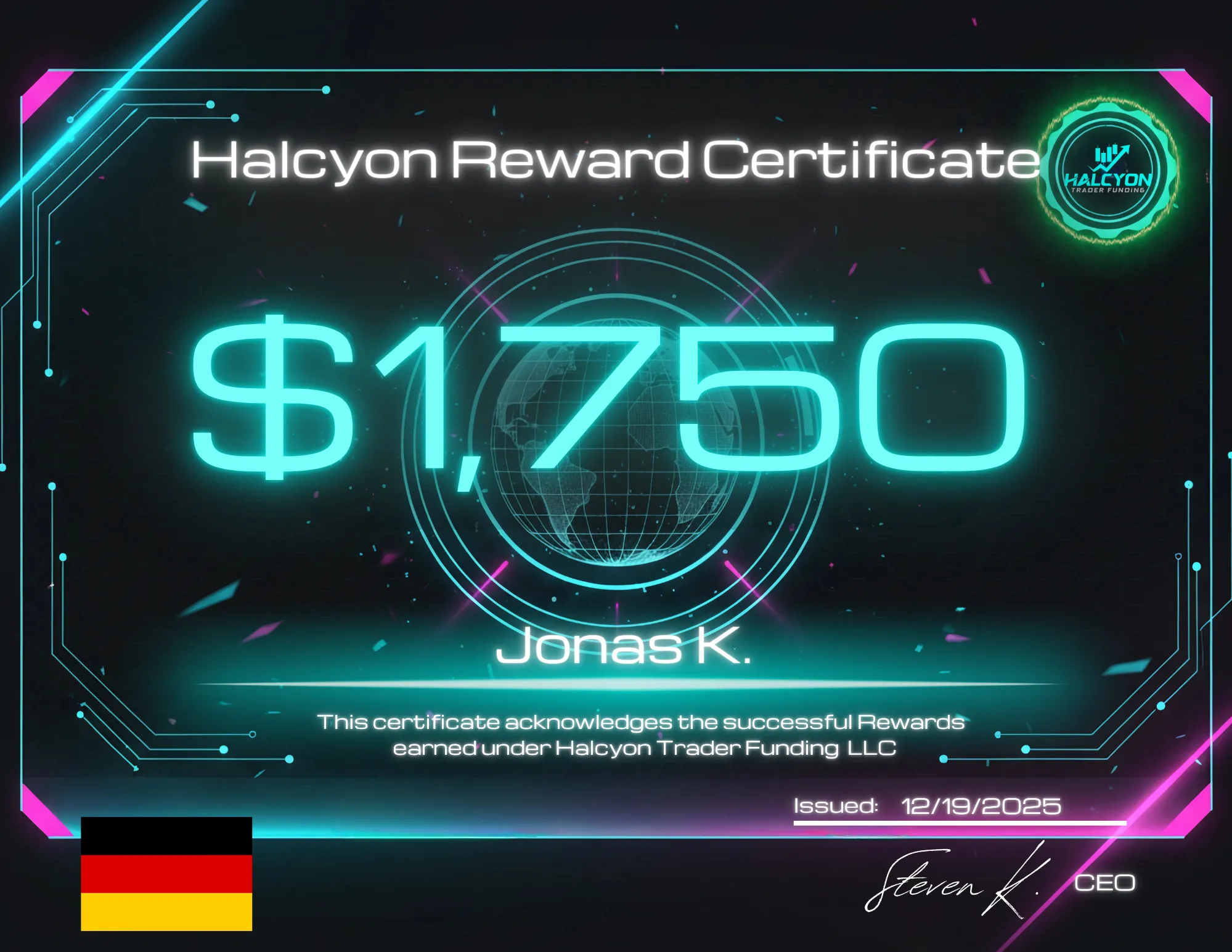 Reward Certificate 8